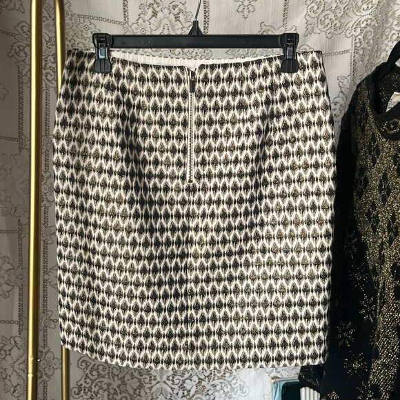 Sparkly Metallic Gold, Black and Cream Loft Outlet Mini Skirt - Size 6 P - Picture 2 of 7